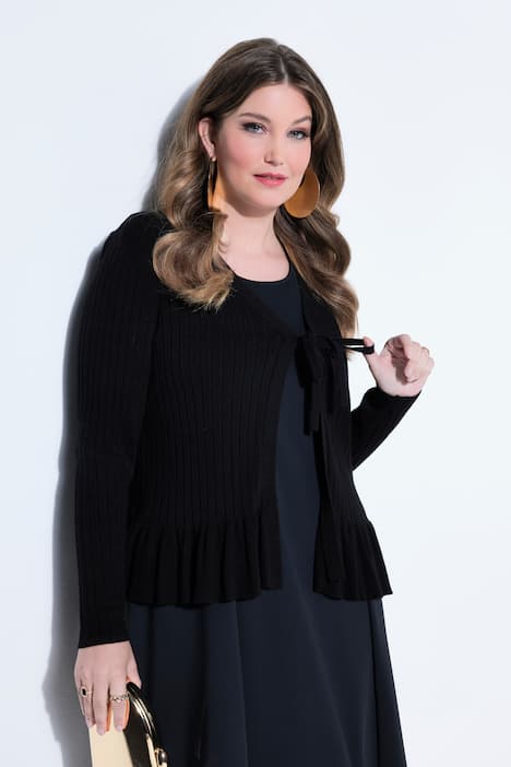 Ruffled Ribbon Tie Cardigan