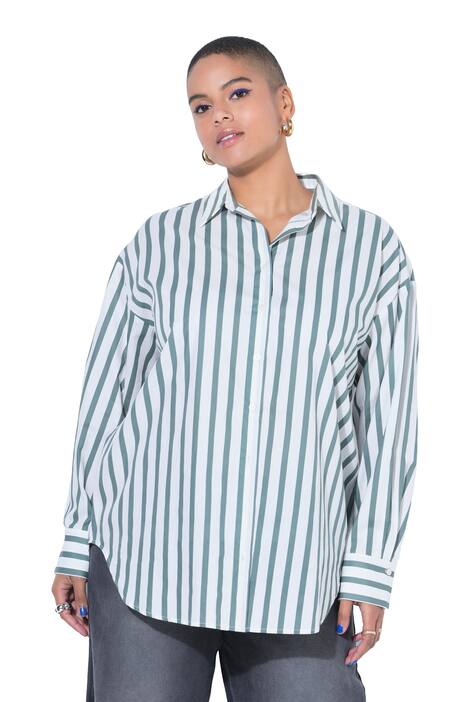 Košilová halenka, oversize, pruhy