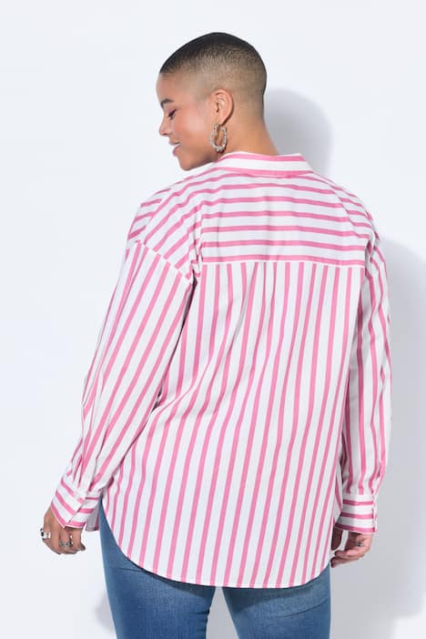 Bluzka koszulowa, oversize, paski