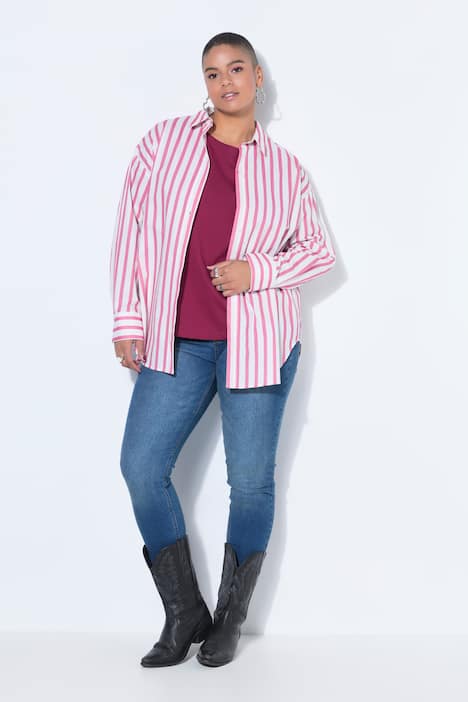 Bluzka koszulowa, oversize, paski