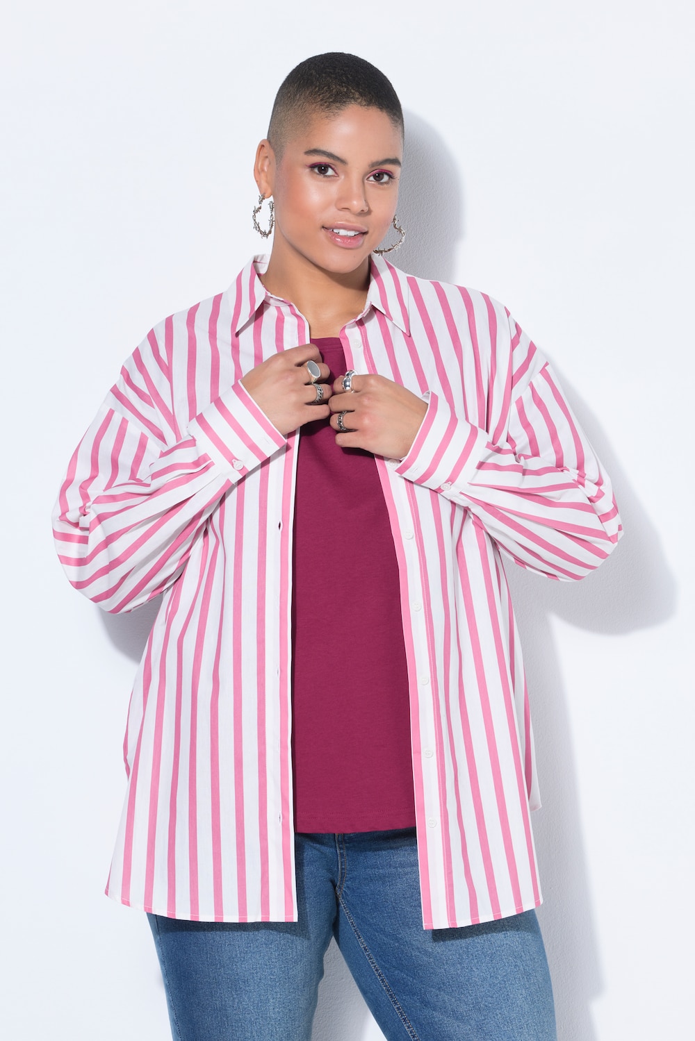 Hemdbluse, Oversize Shape, Streifen