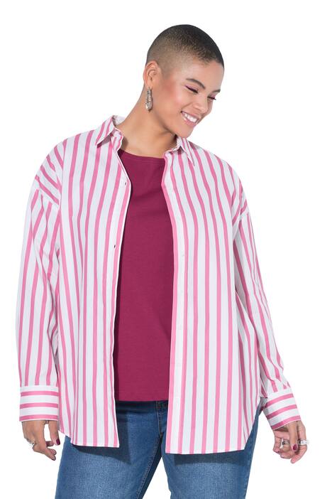 Košilová halenka, oversize, pruhy