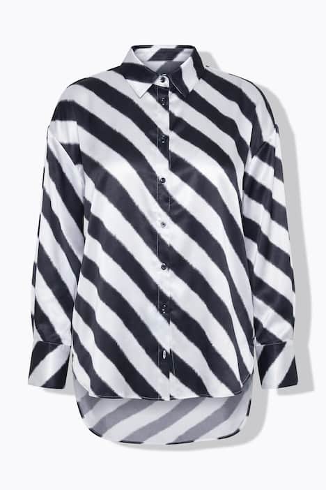 Overhemdblouse, oversized model, satijn, dwarsstrepen