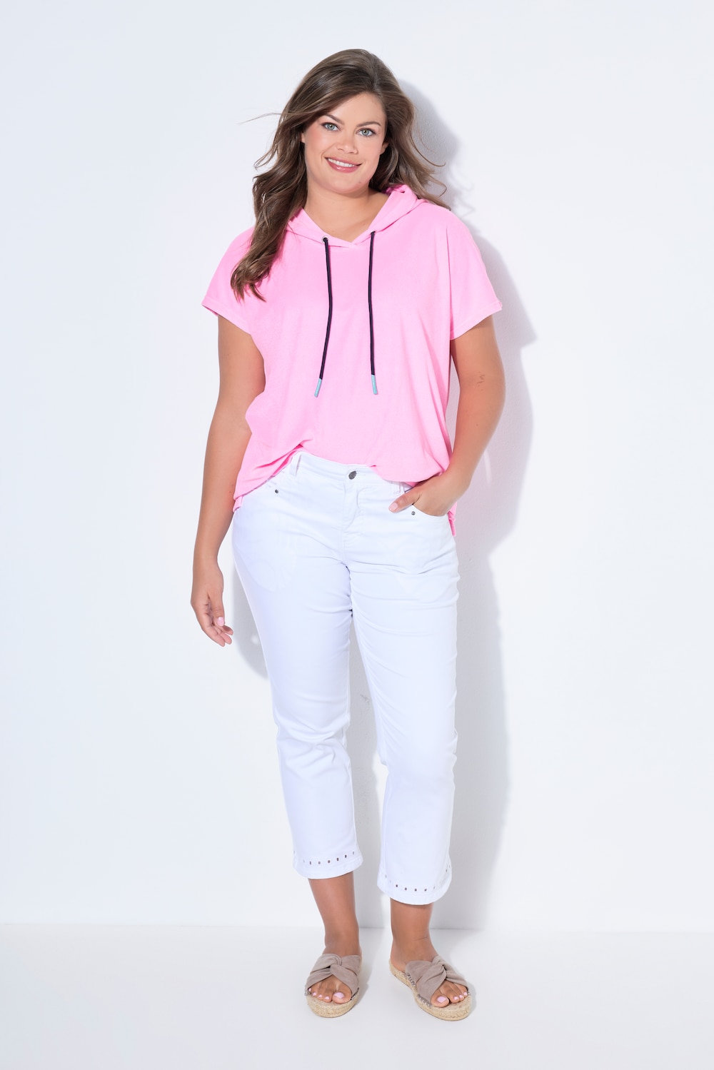 7/8 Slim -Jeans, Saum mit Stickerei