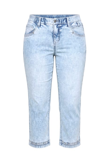 7/8 slim fit džíny, lem s jemnou vyšívkou