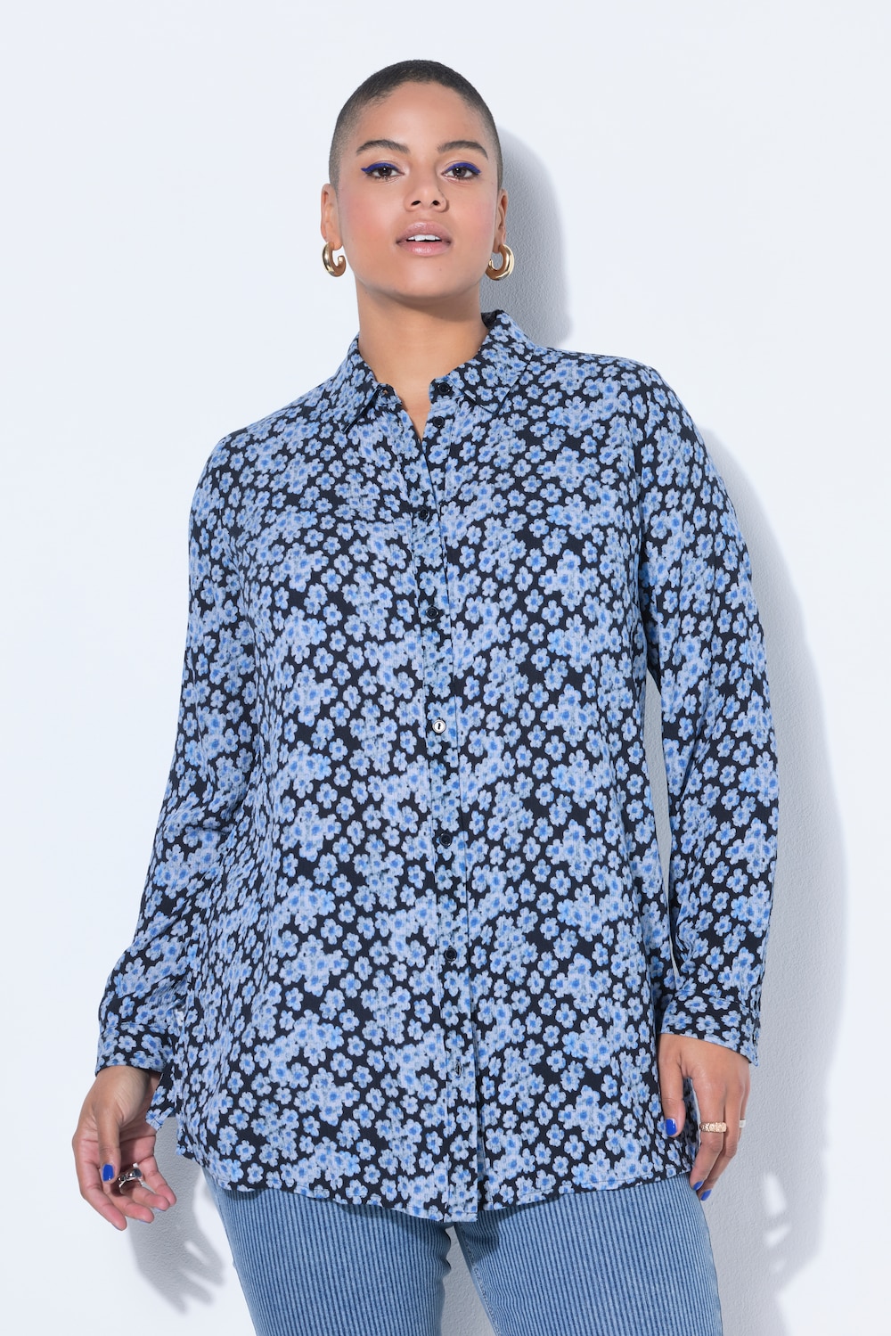 Große Größen Hemdbluse, Damen, blau, Größe: 54/56, Viskose, Studio Untold