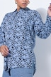 Bluzka koszulowa, szeroki, prosty krój, w kwiaty, długi rękaw