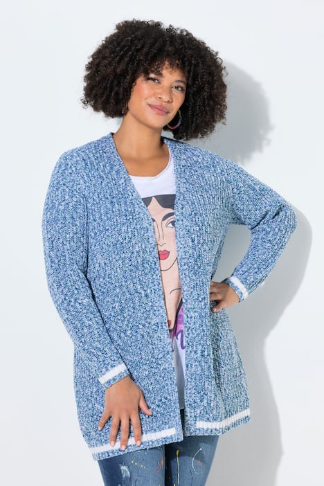 Cardigan, længere, åben pasform, hjerte på ryggen