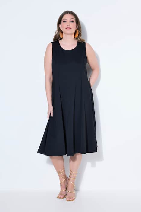 Jerseykleid, A-Linie, Midi-Länge, ärmellos