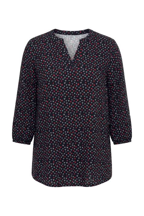 Halenka, A střih, viskóza, vzor srdce, 3/4 rukávy