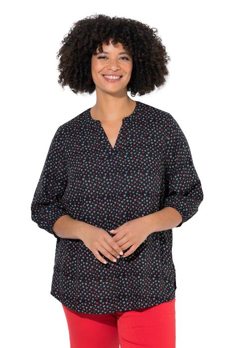 Halenka, A střih, viskóza, vzor srdce, 3/4 rukávy