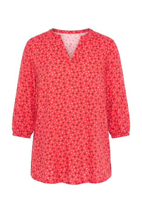 Halenka, A střih, viskóza, vzor srdce, 3/4 rukávy