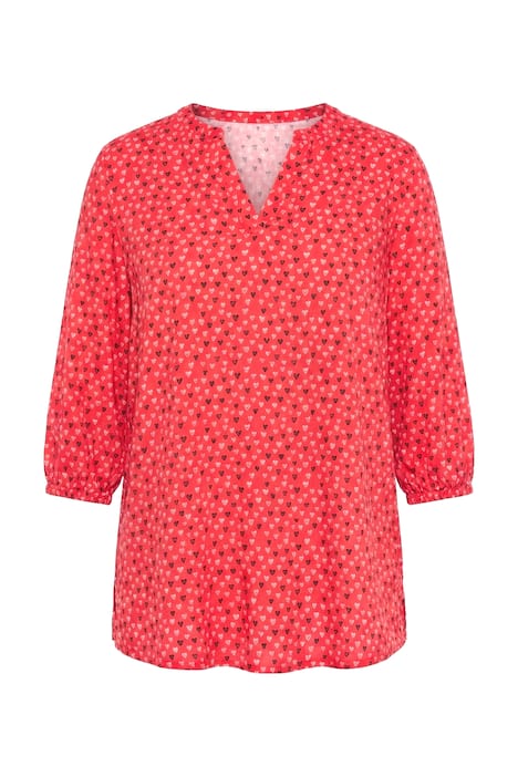 Halenka, A střih, viskóza, vzor srdce, 3/4 rukávy