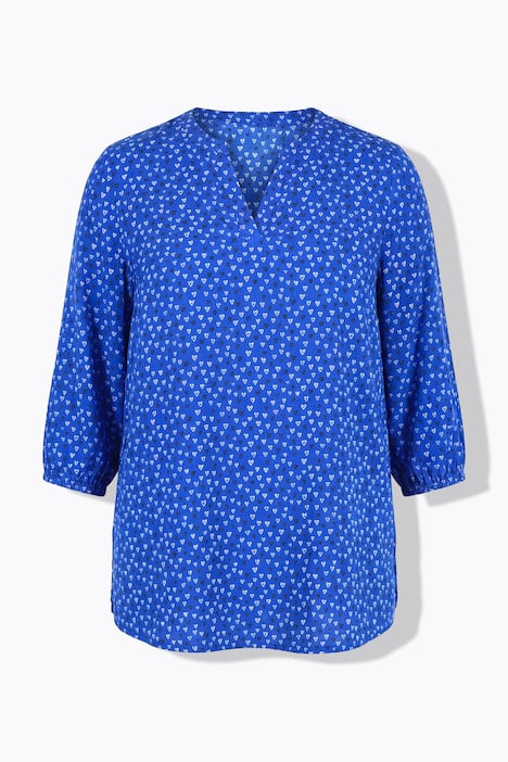 Bluse, A-Linie, Viskose, Herz-Muster, 3/4-Ärmel