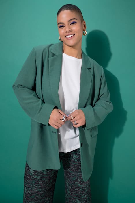 Blazer, oversized, Leinenoptik, Komplettfutter