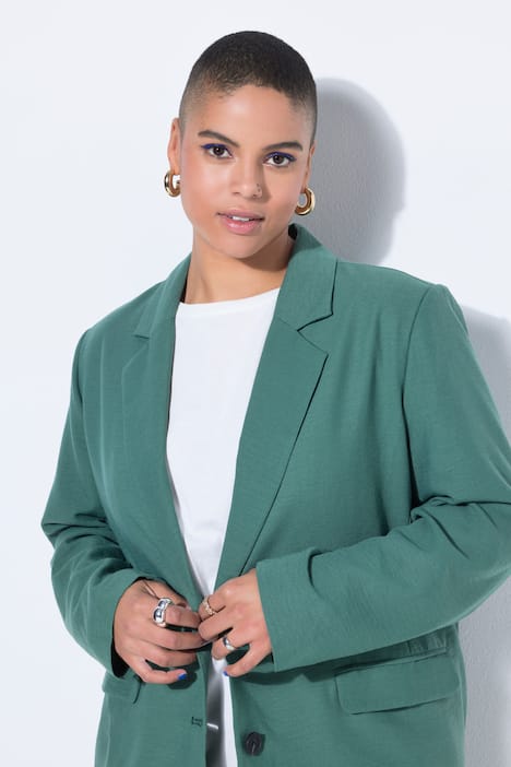 Blazer, oversized, Leinenoptik, Komplettfutter