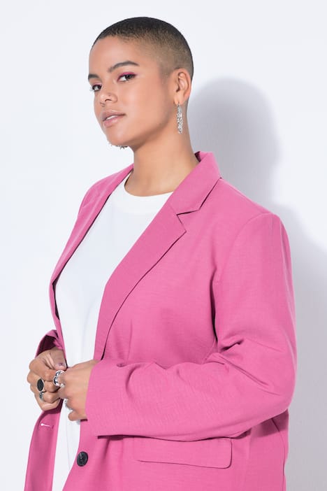 Blazer, oversized, Leinenoptik, Komplettfutter