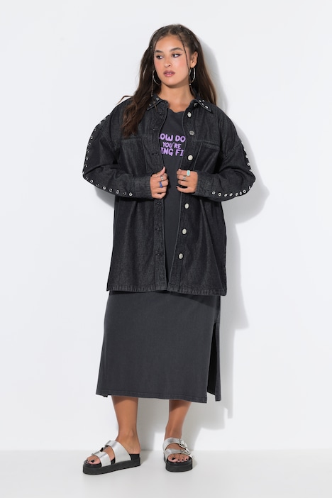 Denim overhemd, oversized model, sieroogjes