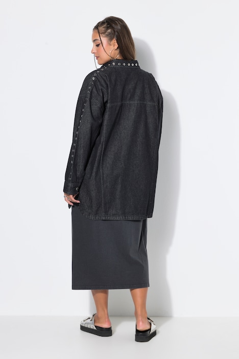 Denim overhemd, oversized model, sieroogjes