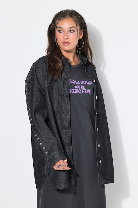 Denim overhemd, oversized model, sieroogjes