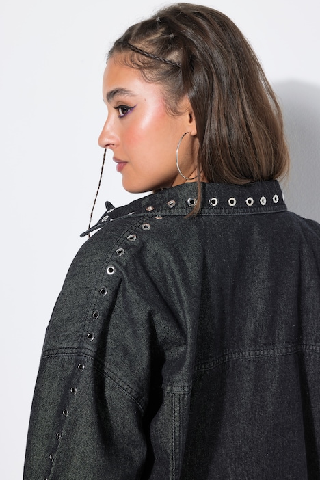Denim overhemd, oversized model, sieroogjes