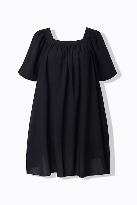 Klänning, A-linjeformad, fyrkantig halsringning, ballongärm