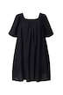 Šaty, áčkový střih, čtvercový límec, balónové rukávy