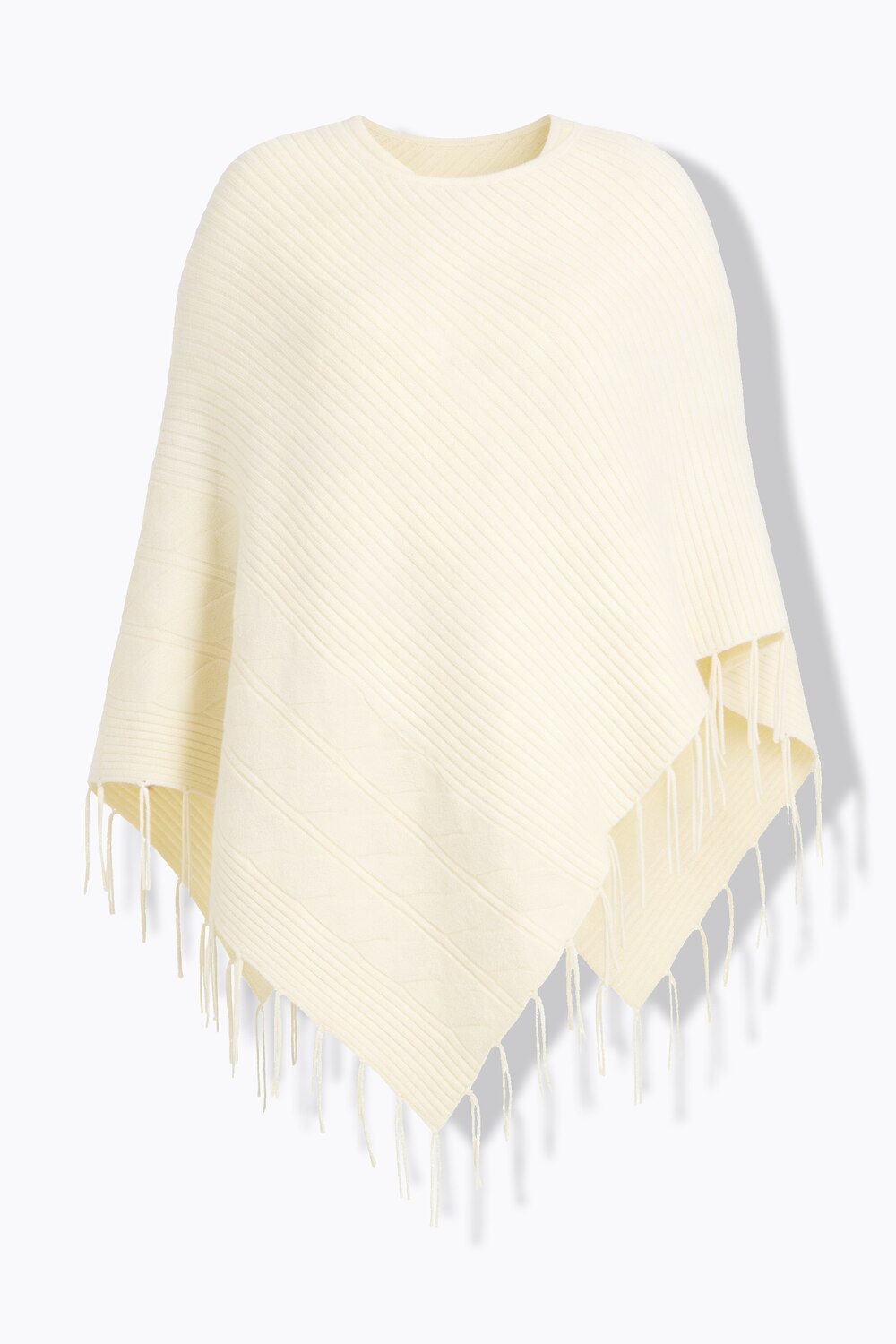Stora storlekar Poncho, Dam, vit, storlek: 2=50-56, Viskos/Polyester/Syntetfibrer, Mia Moda