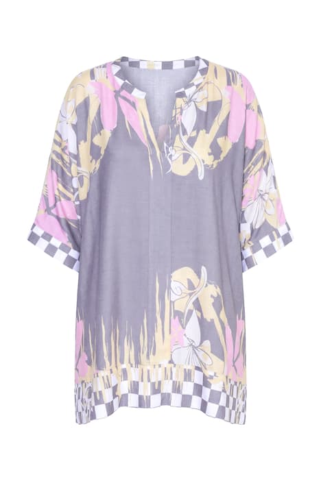 Halenka, volný střih, potisk, netopýří poloviční rukáv