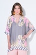 Mixed Border Print Batwing Sleeve Blouse
