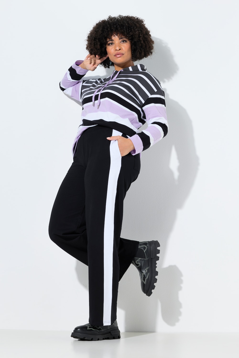 Sweatbukser, sidestriber, elastisk linning