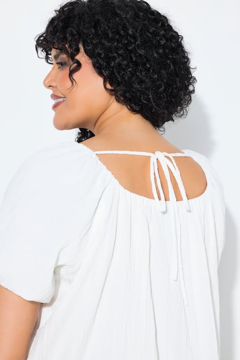 Bluse, oversized, Carmen-hals, halvermer, for