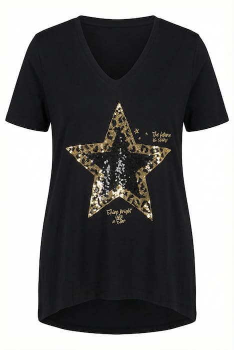 Tričko, A střih, hvězda z flitrů, krátké rukávy