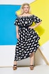 Maxikleid, Wabenmuster, Carmen-Ausschnitt, Ballon-Halbarm