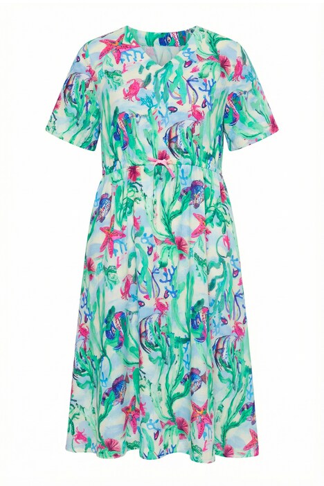 Mušelínové šaty, V-výstřih, stahovací šňůrka, polodlouhý rukáv