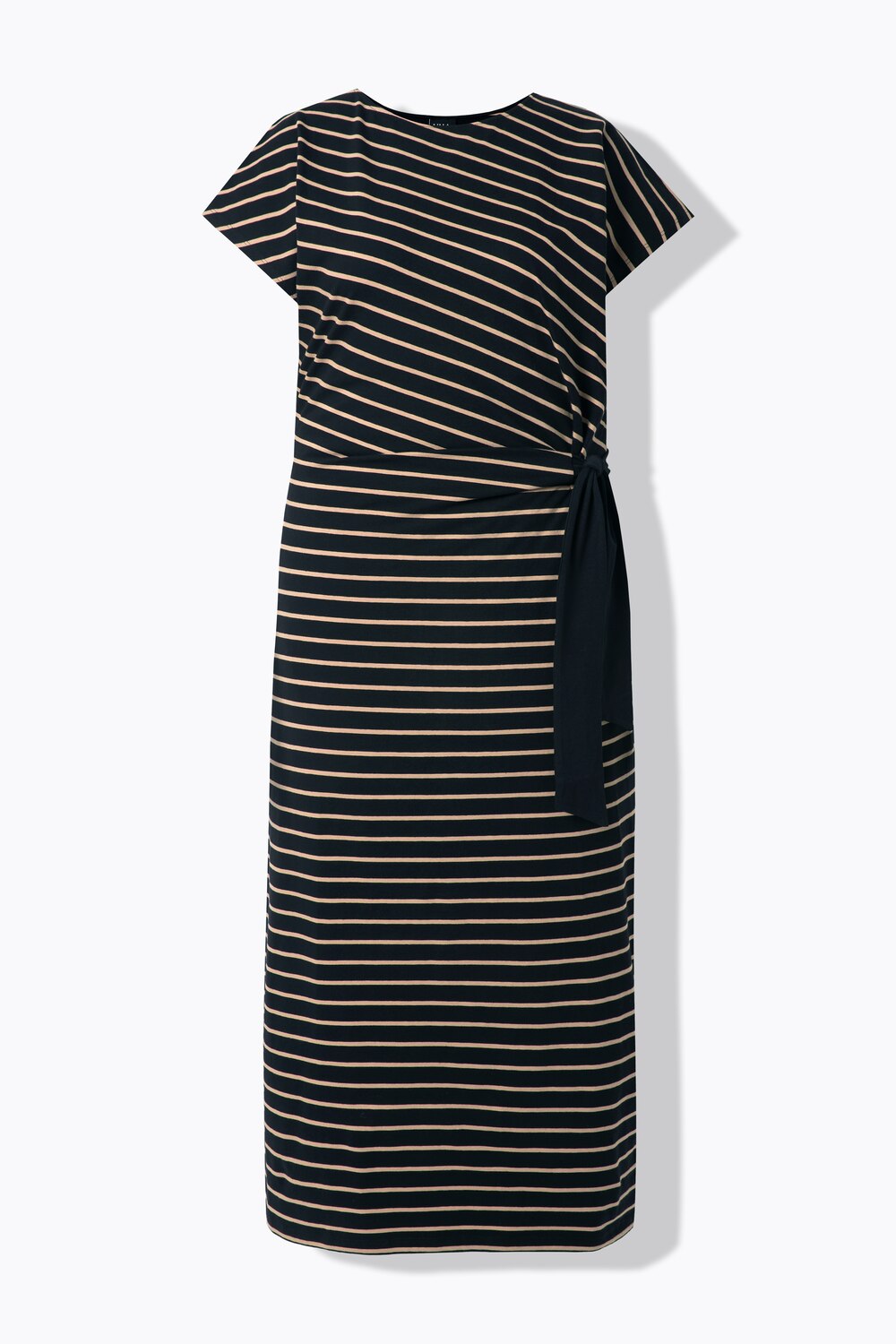 Stora storlekar Maxiklänning i slim fit med rund halsringning och kort ärm, Dam, svart, storlek: 50/52, Bomull, Ulla Popken