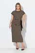 Robe longue, rayures, coupe slim, col rond, manches courtes