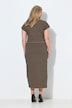 Robe longue, rayures, coupe slim, col rond, manches courtes