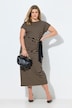 Robe longue, rayures, coupe slim, col rond, manches courtes