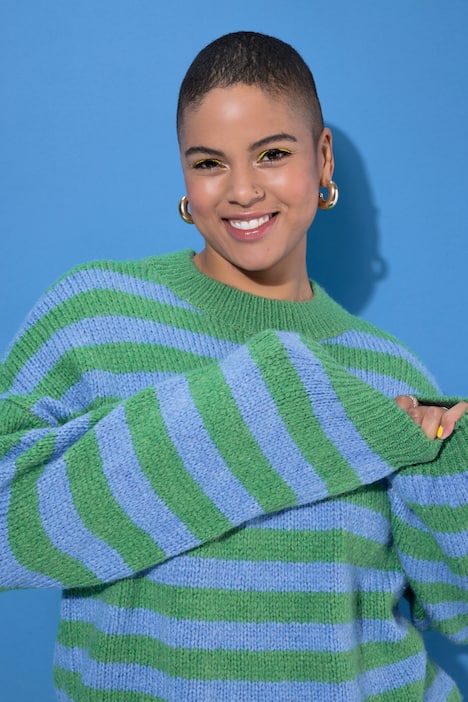 Pullover, oversized, Grobstrick, Colorringel