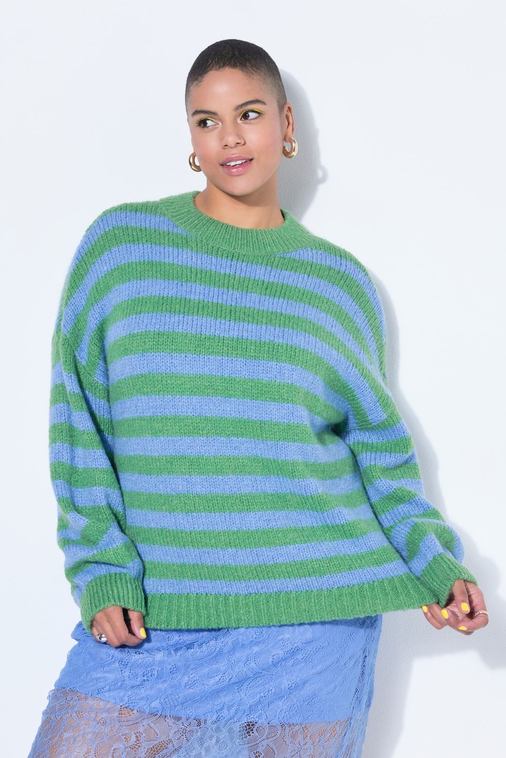 Pullover, oversized, Grobstrick, Colorringel