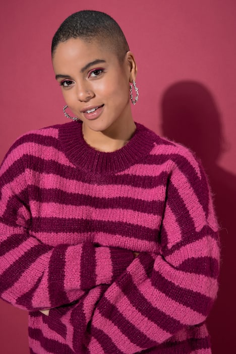 Pullover, oversized, Grobstrick, Colorringel