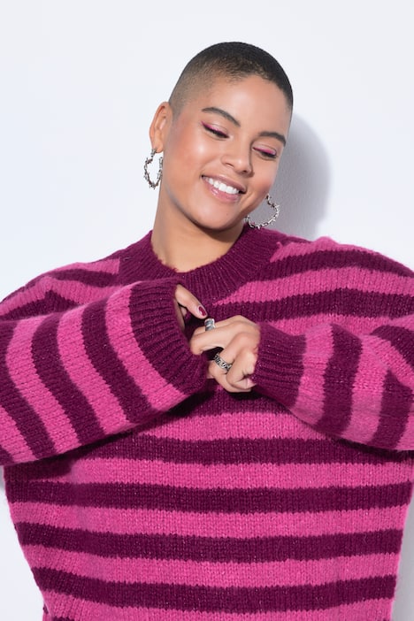 Pullover, oversized, Grobstrick, Colorringel