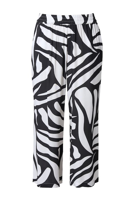 Kalhoty Culotte, zebří vzor, široké nohavice, elastický pas