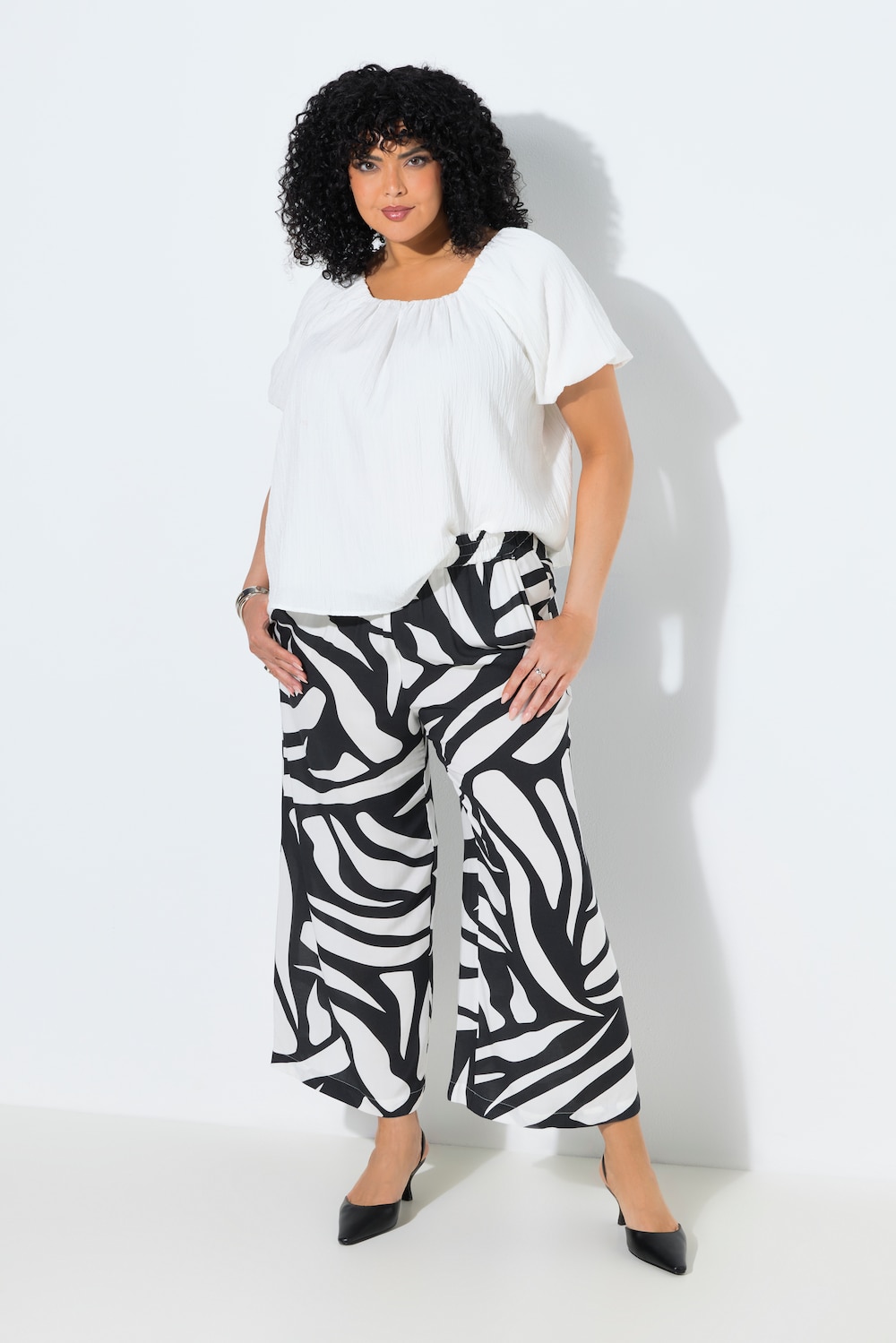 Culotte, Zebramuster, weites Bein, Elastikbund