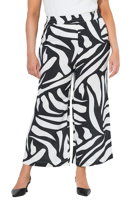 Kalhoty Culotte, zebří vzor, široké nohavice, elastický pas