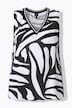 Blusentop, Zebramuster, A-Linie, V-Ausschnitt, ärmellos