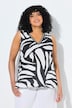Blusentop, Zebramuster, A-Linie, V-Ausschnitt, ärmellos