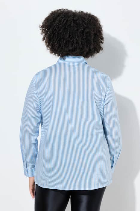 Hemdbluse, oversized, Streifen und Glitzersterne