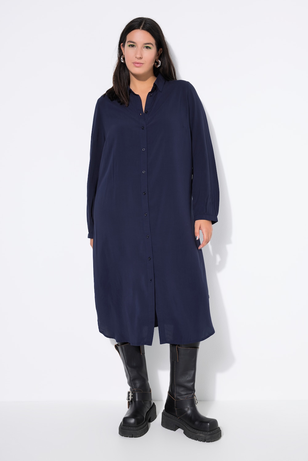 Große Größen Longbluse, Damen, blau, Größe: 42/44, Viskose, Studio Untold